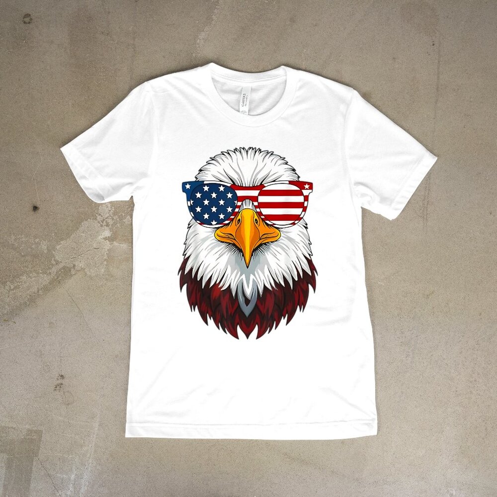 American Bald Eagle Wearing Shades With American Flag Colors